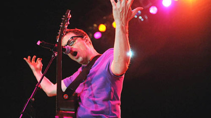 Rivers Cuomo plays to the crowd at Weezer's Stage AE concert May 29.
