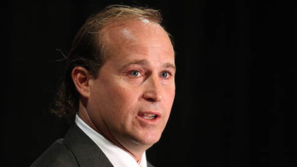West Virginia coach Dana Holgorsen speaks to the media during the Big East's football media day Tuesday,  in Newport, R.I.