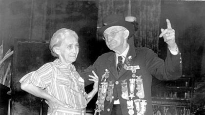 Marlin J. Warner, 94, of Grand Rapids, Mich., danced with Mrs. T.S. Rufenact, the daughter of one of his Civil War comrades, during the 1939 GAR Encampment in Pittsburgh.