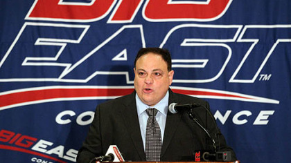 Big East commissioner John Marinatto speaks to reporters during the Big East's football media day Tuesday in Newport, R.I.