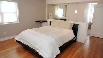 The renovated master bedroom with an added bathroom and closet in Ryan Indovina's Highland Park home.