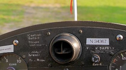 A view from inside a glider moments before being towed to takeoff.