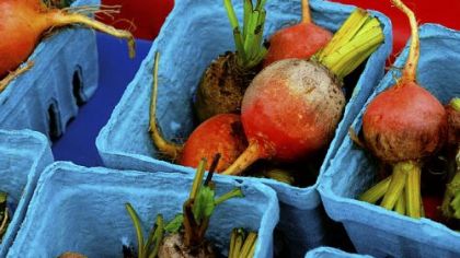 Boxed beets in the Strip District.