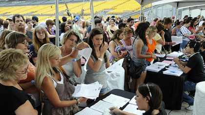 Thousands gathered at Heinz Field to register for "American Idol" auditions.