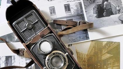 The miniature Rolleiflex of Jerzy Einhorn, a Polish resistance fighter in World War II. His photographs shot with this camera illustrate his book, "Recollections of the End of an Era."