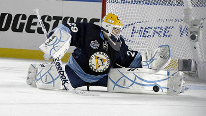 Penguins goaltender Marc-Andre Fleury has a 17-9-2 record this season.