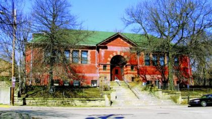 The former Wylie Avenue branch of the Carnegie Library.  At age 5, Wilson received his first library card here.  The building, at 1911 Wylie Ave., is no The First Muslim Mosque of Pittsburgh.