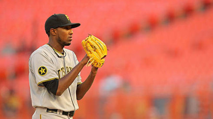 The Pirates' James McDonald pitches during the first inning of Tuesday's game against the Cardinals at Busch Stadium in St. Louis.
