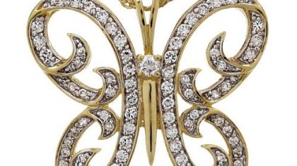 The Priscilla Presley Butterfly Pendant with Chain, $49.50, currently on sale for $37.56.