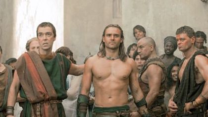 John Hannah, left, is Batiatus and Dustin Clare is Gannicus in "Spartacus: Gods of the Arena," premiering tonight on Starz.