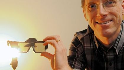 Chris Mullin with a pair of Dynamic Eye prototypes.