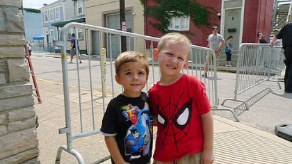 Auggie Mazza, left, and cousin D.J. Noel came from Morningside to check out the movie activities.