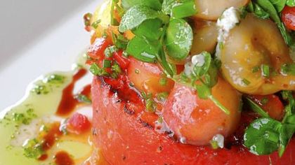 Grilled watermelon salad.