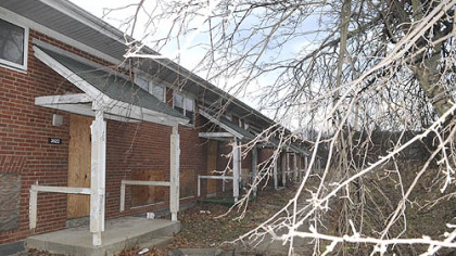 The remains of the closed public housing complex Broadhead Manor off Mazette Road.