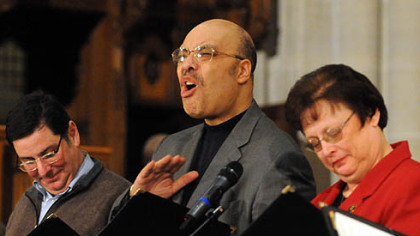 City Council members read "Love Quotes" at the "Love and All That Jazz" benefit for Hope Academy at East Liberty Presbyterian Church. From left: William Peduto, Ricky Burgess and Darlene Harris.