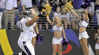 Baltimore Ravens defensive tackle Haloti Ngata, at more than 350 pounds, is a fearsome force on the Ravens' defensive line.