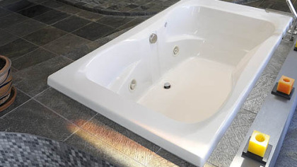 The second-floor bath area.