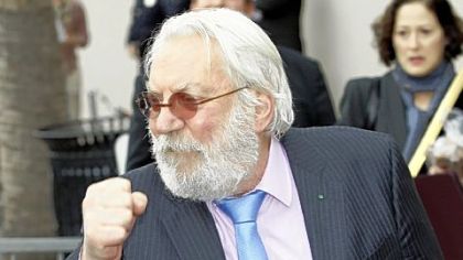 Donald Sutherland jokes as he is honored with a star on the Hollywood Walk of Fame on Wednesday.