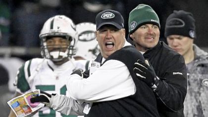 An excited Rex Ryan near the end of the Jets' win in New England Sunday.