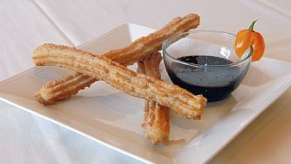 Churros with chocolate chilli ganache prepared by chef and owner Jason Benegasi of Biba in Beaver.