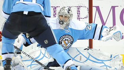 Penguins goaltender Marc-Andre Fleury has a 2.19 goals against average this season.