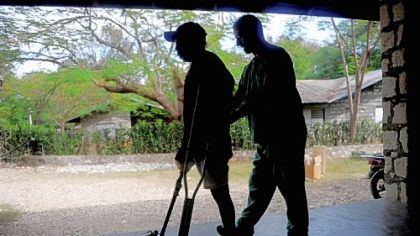 Jean Baptiste Franck, a Haitian man from Port-au-Prince who lost his right leg in the earthquake that devasted Haiti, walks through an exercise Tuesday with volunteer physical therapist John Hollinshead of Santa Maria, Calif., at the Hanger Clinic, which is operated in conjunction with the Hôpital Albert Schweitzer in Dechapelles, Haiti.

PG slideshow: Haiti Hanger Clinic
