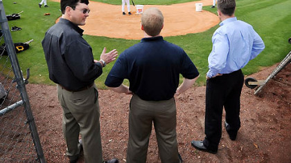 left to right, Pirates owner Bob Nutting, general manager Neal Huntington and president Frank Coonelly.