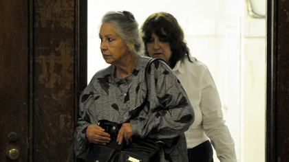 Catherine Scott, Richard Poplawski's grandmother, arrives at the Allegheny County Courthouse.