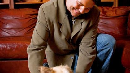 Jim Krenn with Sundance, his German shepherd mix that died two months ago.