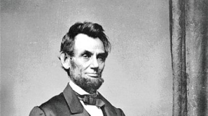Abraham Lincoln in a Mathew Brady photograph.