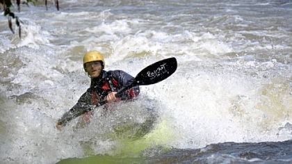 A paddler finds plenty of whitewater to surf at the Showers rapid as a result of the first official whitewater release on the Stonycreek River May 13.