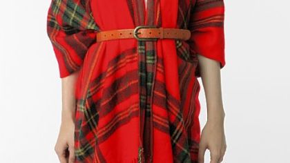 Acrylic plaid ruana with tassels, $42 at Urban Outfitters (www.urbanoutfitters.com).