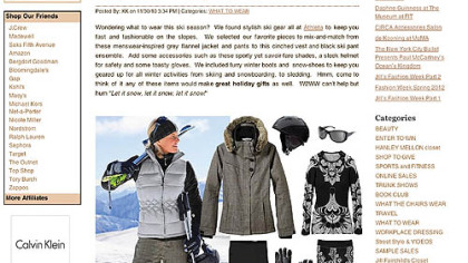 Karen Klopps website What2Wear.com includes suggestions for ski apparel.