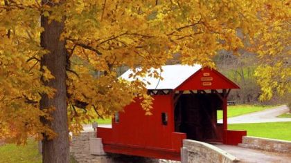 Ebenezer Covered Bridge in Mingo Creek County Park, Washington County, in fall, 2002.
