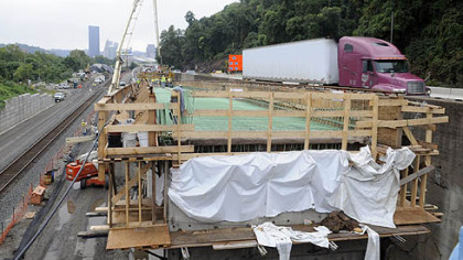 Work continues on the Route 28 northbound ramp to the 31st Street Bridge and Rialto Street.