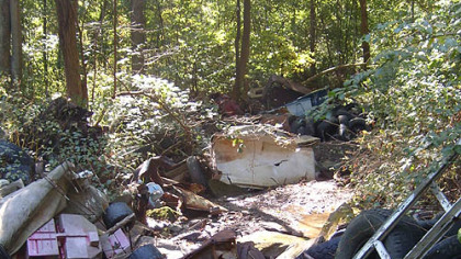 An illegal dump near the town of Nicholson in Fayette County, an area that was cleaned up over several months in 2008-09.