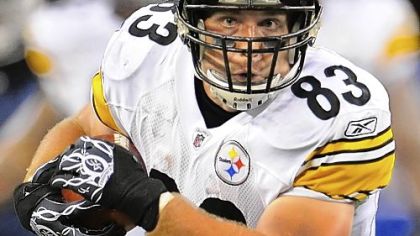 With 324, Heath Miller is five catches away from the Steelers career record for tight ends.