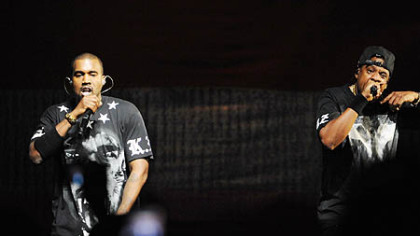 Jay-Z, right, opened on a small stage in the center of Consol Energy Center and then joined Kanye West on the main stage.