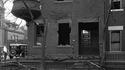 This house on Fulton Street was among those damaged in a fatal North Side gas tank explosion in 1927.
