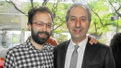 Pittsburgh Biennial curator Dan Byers (left), with artist Jamie Gruzska
