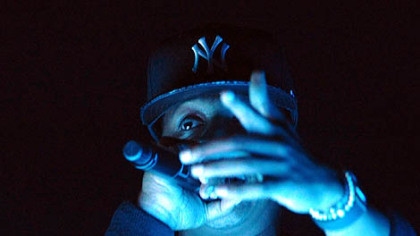 Jay-Z opened on a small stage in the center of Consol Energy Center.