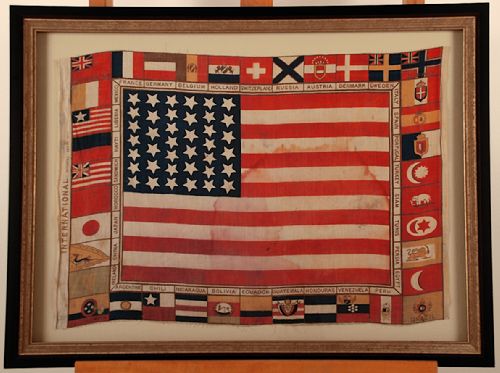 This souvenir from the U.S. Centennial in 1876 features a 39-star