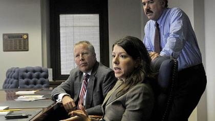 Matthew Jameson, left, an attorney with the law firm of Babst Calland, Tom Loftus, right, director of marketing and media relations for the Allegheny County Bar Association, and Jennifer  Pulice, editor of The Lawyers Journal, gather at the bar association to discuss a program that sends attorneys to elementary schools to explain why certain jokes may be offensive.