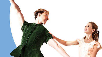 Christopher Budzynski as Peter Pan and Alexandra Kochis as Wendy in Pittsburgh Ballet Theatre's "Peter Pan," being performed at the Benedum Center next weekend.