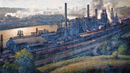 "J&L Steel Mill," an oil on canvas by John Shryock, 1974.