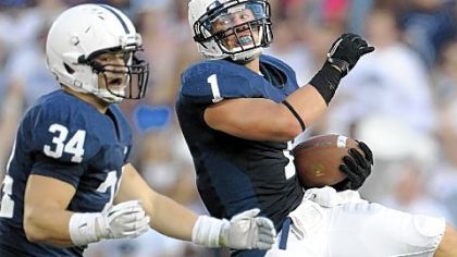 Penn State safety Nick Sukay makes one of two interceptions by the Nittany Lions Saturday.
