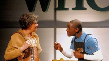 Laurie Klatscher and David Anthony Berry star in The Rep's "Lost Boy Found in Whole Foods" at Pittsburgh Playhouse.