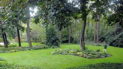 A view of the backyard garden as Paul McKenna walks around one of the 10 beds at his Churchill home.