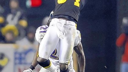 Antonio Brown pulls in a pass against the Ravens in a Nov. 6 game at Heinz Field.