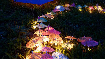 Hillside decorations at night, by Sean Gray International.